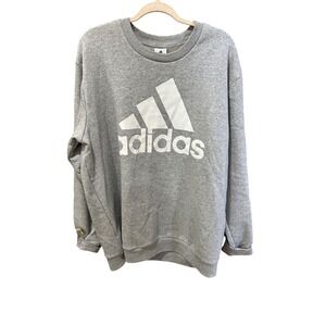 Adidas Mens Heather Grey Badge of Sport Logo Crewneck Sweatshirt XL Fleece XL/TG